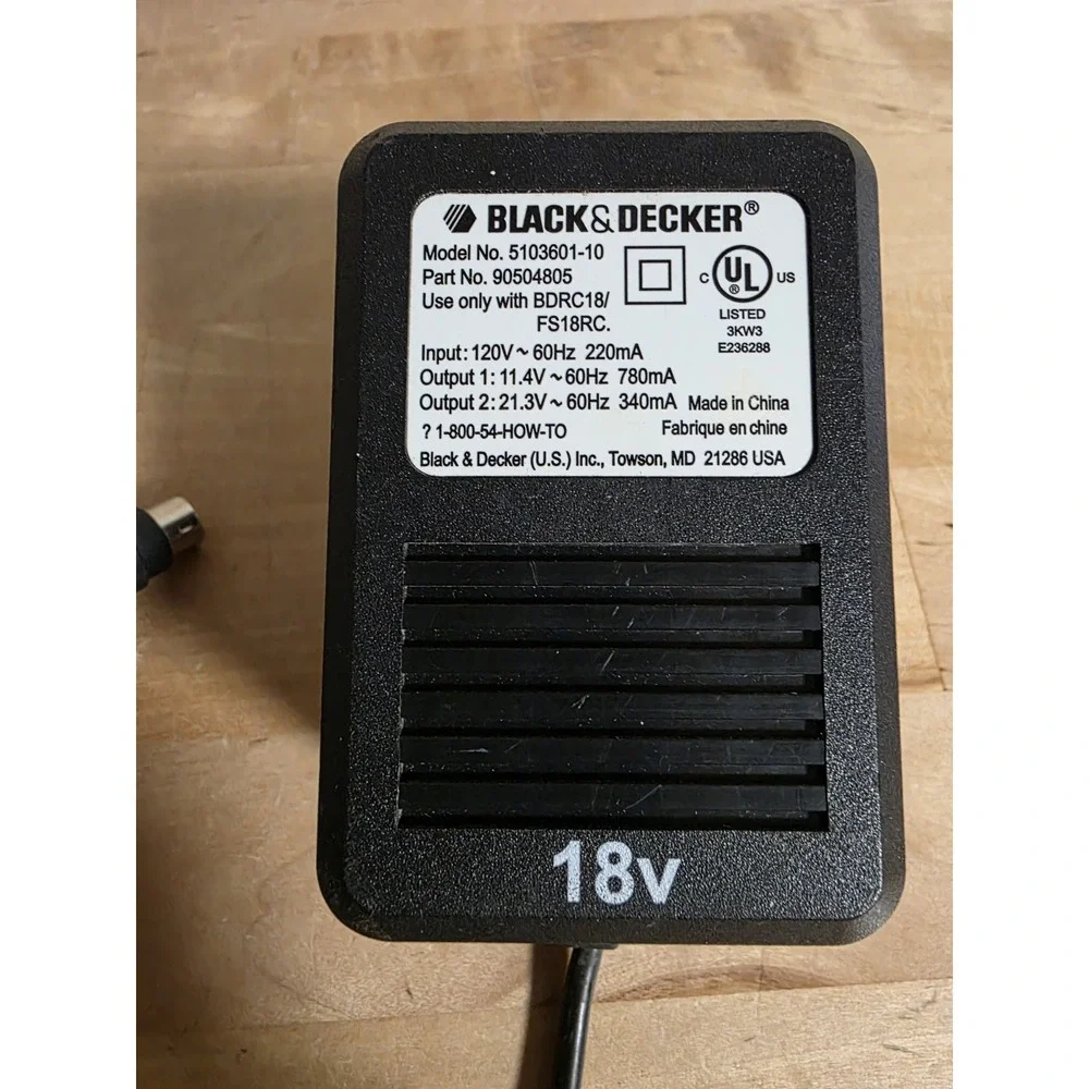 Black & Decker 18V AC Adapter Only for Firestorm Cordless Radio 5103601-10